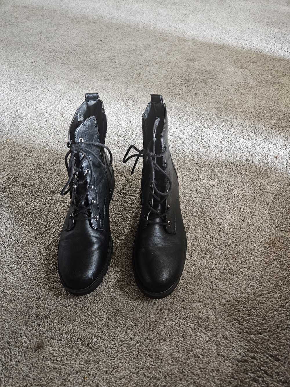 Sun + Stone Black Leather Lace-Up Combat Boots